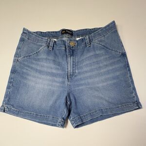 Lee Women’s Denim Jean Shorts Blue Mid Rise Slash Pockets 4.5” Inseam Size 12